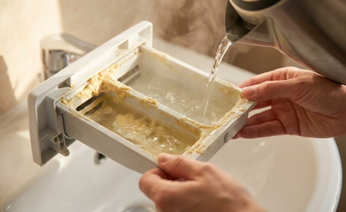 固まった柔軟剤汚れに40℃のお湯を使う効果的な掃除方法