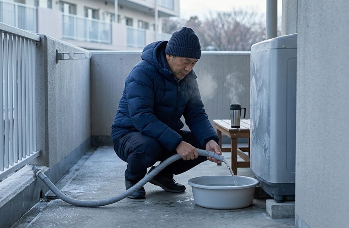 冬場の凍結防止に欠かせない洗濯機の完全水抜きと安全な解凍手順