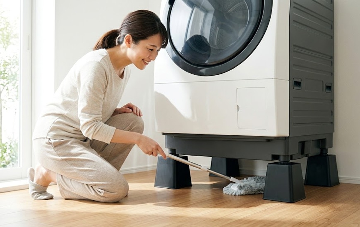 洗濯機下のカビ予防と掃除を楽にするための空間確保